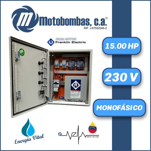 [6013MDE-6013MDE-IF150SUP2DN230-MI55-0000] TABLERO DE CONTROL Y POTENCIA P/ MOTOR FRANKLIN ELECTRIC MF SERIE MDE MOD. TMDEFEDELUX150  15,00HP 1PH/230V