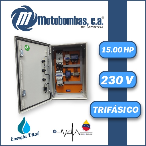 [6153MDE-TMDE711300150-0000] TABLERO DE CONTROL Y POTENCIA TF  P/ MOTOR SUMERGIBLE SERIE MDE MOD. TMDE711300150 15,00HP 3PH/230V DOL