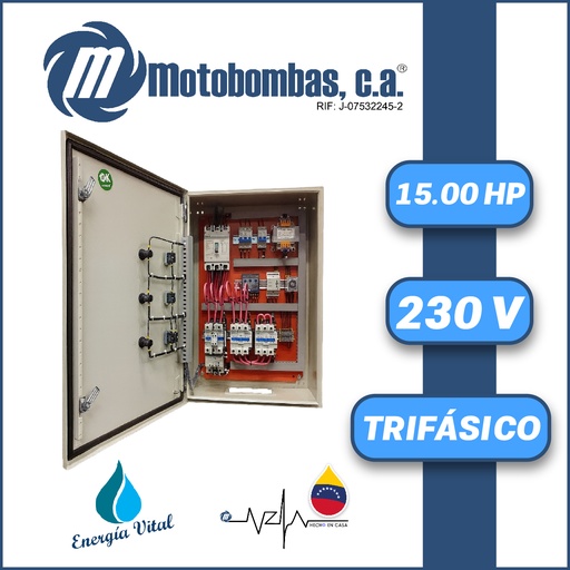 [6153MDE-TMDE712300150-0000] TABLERO DE CONTROL Y POTENCIA TF  P/ MOTOR SUMERGIBLE SERIE MDE MOD. TMDE712300150 15,00HP 3PH/230V ARRANQUE ESTRELLA-TRIANGULO