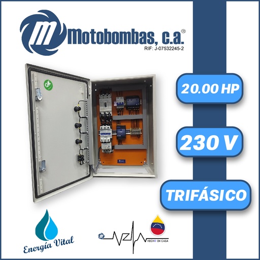 [6153MDE-TMDE711300200-0000] TABLERO DE CONTROL Y POTENCIA TF  P/ MOTOR SUMERGIBLE SERIE MDE MOD. TMDE711300200 20,00HP 3PH/230V DOL