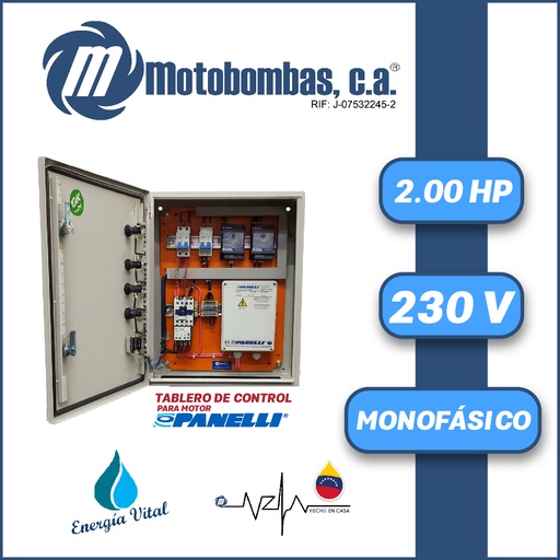 [6013MDE-6013MDE-PP020CON3XN230-MI55-0000] TABLERO DE CONTROL Y POTENCIA P/MOTOR PANELLI MF SERIE MDE MOD. TAM020    2,00HP 1PH/230V
