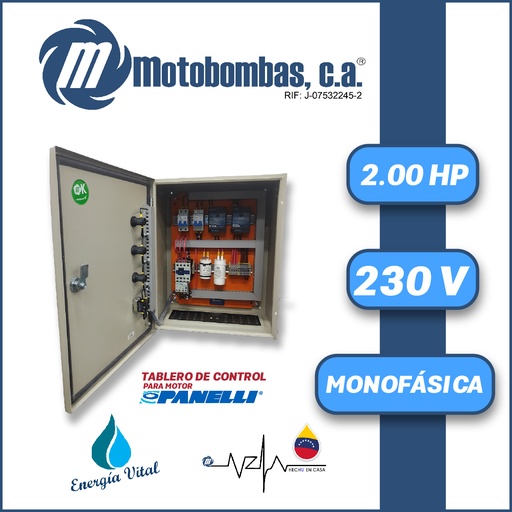 [6023MDE-6023MDE-PM020CON3XN230-MI55-0000] TABLERO DE CONTROL Y POTENCIA P/ MOTOR PANELLI MF SERIE MDE MOD. TMDEPAN020    2,00HP 1PH/230V
