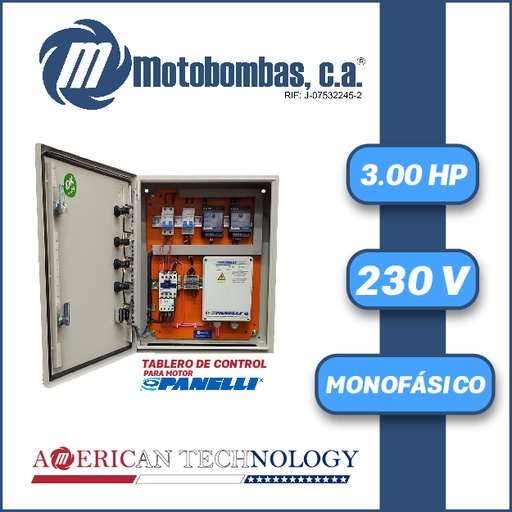 [6013MDE-PP030CON3XN230-MI55] TABLERO DE CONTROL Y POTENCIA P/MOTOR PANELLI MF SERIE MDE MOD. TAM030    3,00HP 1PH/230V