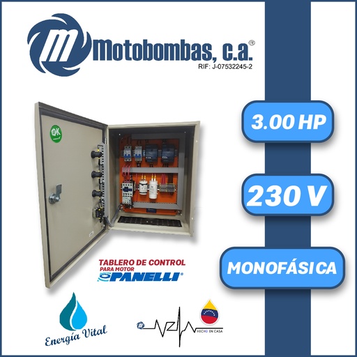 [6023MDE-6023MDE-PM030CON3XN230-MI55-0000] TABLERO DE CONTROL Y POTENCIA P/ MOTOR PANELLI MF SERIE MDE MOD. TMDEPAN030    3,00HP 1PH/230V