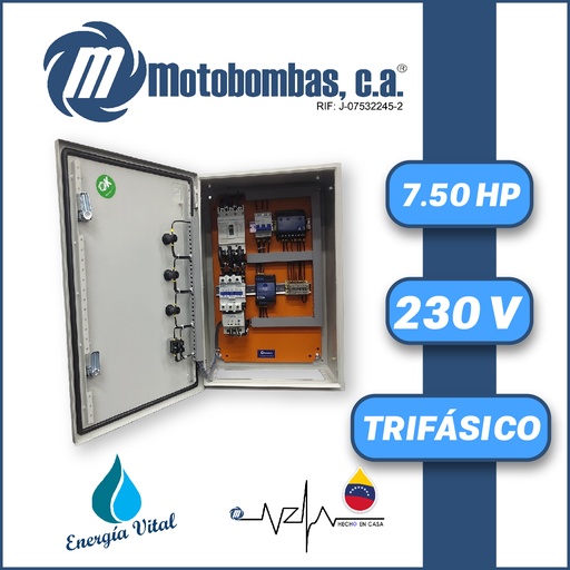[6153MDE-TMDE711300075-0000] TABLERO DE CONTROL Y POTENCIA TF  P/ MOTOR SUMERGIBLE SERIE MDE MOD. TMDE711300075 7,50HP 3PH/230V DOL