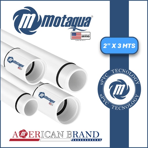 [5715MKD-6H1D200X118L17-UPVC] TUBO COLUMNA uPVC MOTAQUA MKD HEAVY1  2" X 3,00 MTS
