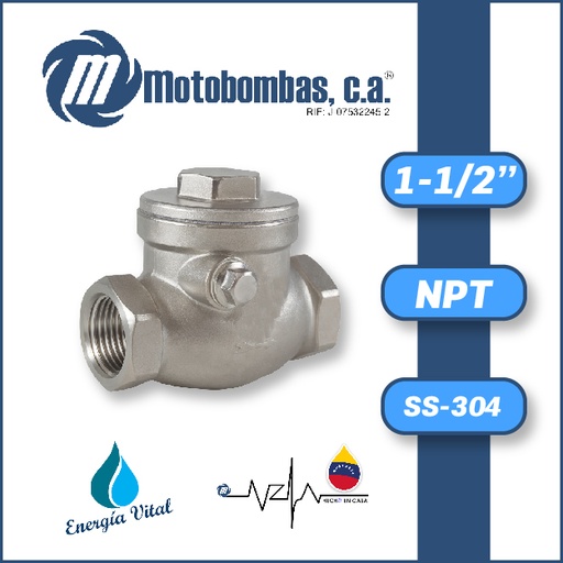 [4205VAR-8200290046] VALVULA      RETENCION HORIZONTAL SERIE VAR SS-304 MOD. 1-1/2"