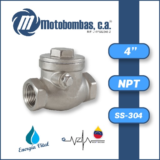 [4205VAR-8200290053] VALVULA      RETENCION HORIZONTAL SERIE VAR SS-304 MOD. 4"