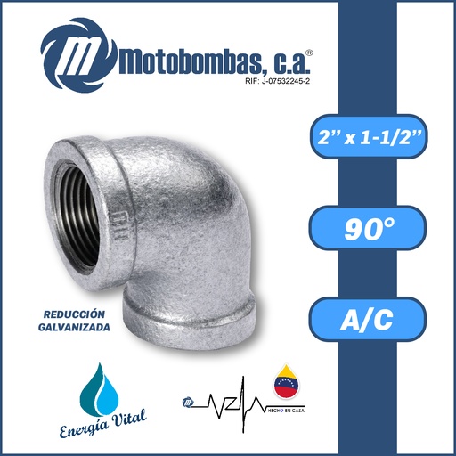[3805VAR-CODO9R015H020H-1020] CODO REDUCIDO A/C GALVANIZADO SERIE VAR MOD. 90 GRADOS 2" X 1-1/2"