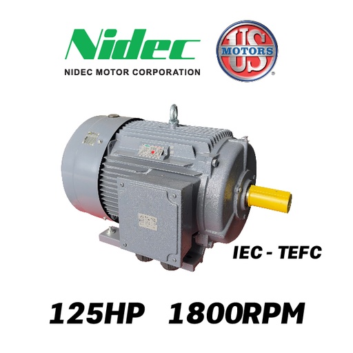 [7905USM-125] MOTOR HORIZONTAL 125,00HP 1800RPM US MOTORS MELC90E2M / ELC159S 3PH 220-440V 4P SF 1,15 9W DOL 280M TEFC IEC-IE2 CI