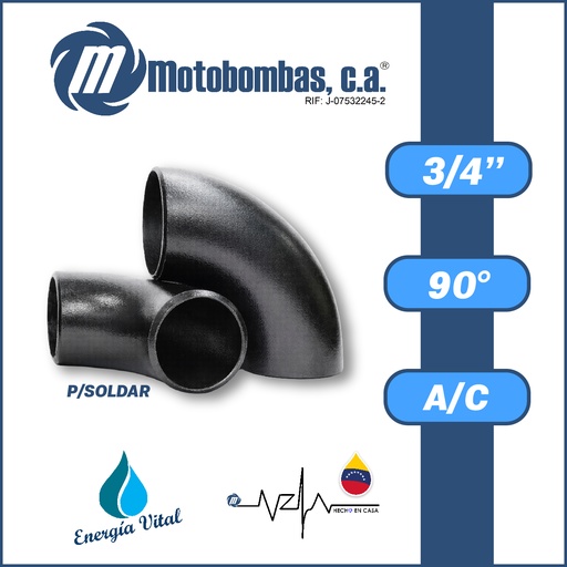 [3805VAR-CODO9S008M008M-1020] CODO A/C P/SOLDAR A-234 SCH40 SERIE VAR MOD. 90 GRADOS    3/4"