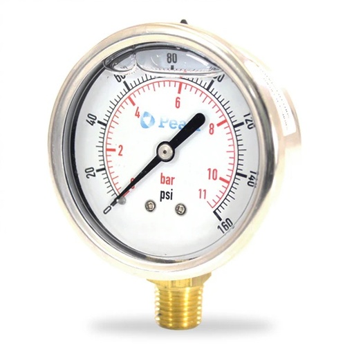 [6875VAR-TQ-H-MG40-100] MANOMETRO DE GLICERINA MARCA TQ MOD. TQ-H-MG40 0-100PSI 4" CONEXION NPT 1/4" 