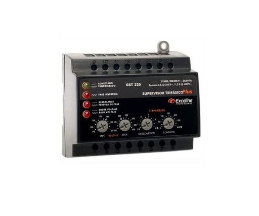 [6625GEN-GST220] SUPERVISOR DE VOLTAJE SUPERVISOR DE VOLTAJE TRIFASICO PLUS MARCA EXCELINE MOD. GST220PLUS  208/220V