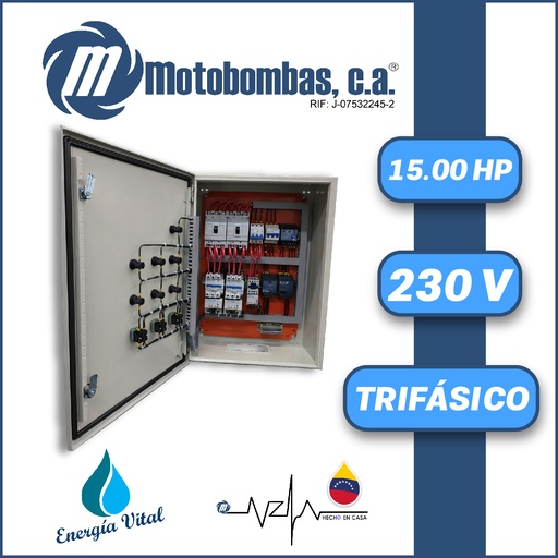 [6233MDE-TMDE121300150-0000] TABLERO DE CONTROL Y POTENCIA TF   P/ SIST. HIDRONEUM DOS BOMBAS CENTRIFUGAS SERIE MDE MOD. TMDE121300150 15,00HP 3PH/230V ALTERNADAS Y ADITIVAS DOL