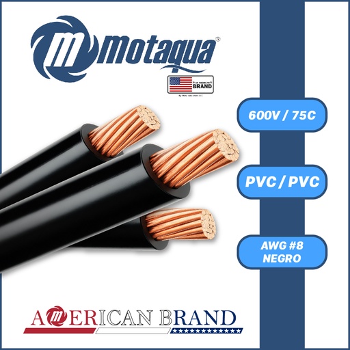 [7005VAR-CM-75-600-8-N] CABLE MONOPOLAR MOTAQUA AWG 600V 75C PVC/PVC SERIE MAE MOD.      #8 (NEGRO)