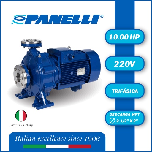 [5065PAN-0000] BOMBA MONOBLOCK  PANELLI PSCN 50-160/75 10,00HP/220V/3PH DESCARGA ROSCADA 65MMX50MM