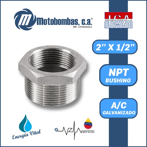 [3825ISA-5566987] REDUCCION A/C GALVANIZADA ROSCADA SERIE VAR MOD. BUSHING   2" X  1/2"