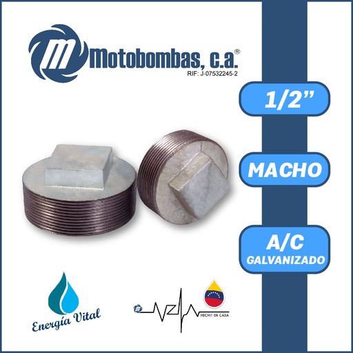 [3835VAR- TAPON005] TAPON A/C GALVANIZADO ROSCADO SERIE VAR MOD. M 1/2" 