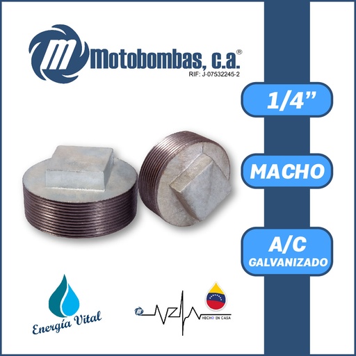 [3835VAR- TAPON0025] TAPON A/C GALVANIZADO ROSCADO SERIE VAR MOD. M 1/4" 