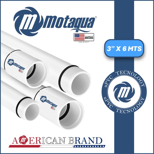 [5715MGS-6H1D300X236L20-UPVC] TUBO COLUMNA uPVC MOTAQUA MGS HEAVY1  3" X 6,00 MTS