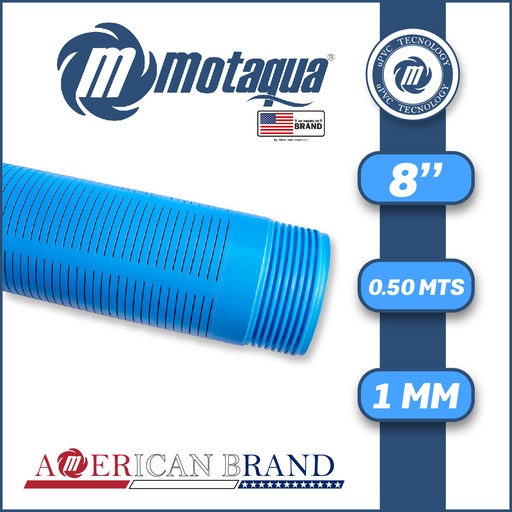 [5885MSM-CRLM080X236L10-UPVC-050] TUBO CASING RANURADO LISO uPVC MOTAQUA MSM CM 8,00" X 0,50 MTS X 1,00 MM