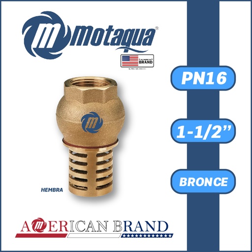 [4205MFD-RPHP0150PN016R-0000] VALVULA    RETENCION PIE MOTAQUA SERIE MFD PN16 ROSCADA H C/COLADOR PESADO BRONCE A MOD. 1-1/2"