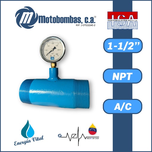 [3963ISA-] NIPLE CORTO P/MANOMETRO A/C ASTM A53 SCH 40 CONEXION 1/4" SERIE ISA MOD.  1-1/2"