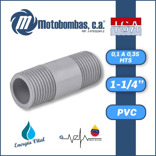 [4033ISA-] NIPLE CORTO  0,1 A 0,35 MTS PVC SCH 80 SERIE ISA MOD.  1-1/4"