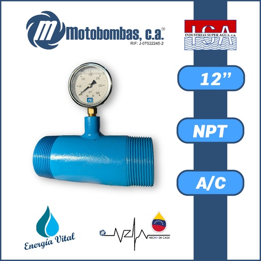 [3963ISA-] NIPLE CORTO P/MANOMETRO A/C ASTM A53 SCH 40 CONEXION 1/4" SERIE ISA MOD. 12"
