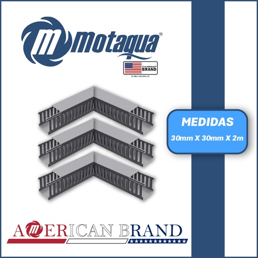 [6924MUX-MSP108-30X30] CANALETA PLASTICA RANURADA MARCA MOTAQUA SERIE MUX MOD. MSP108 30MMX30MMX2M